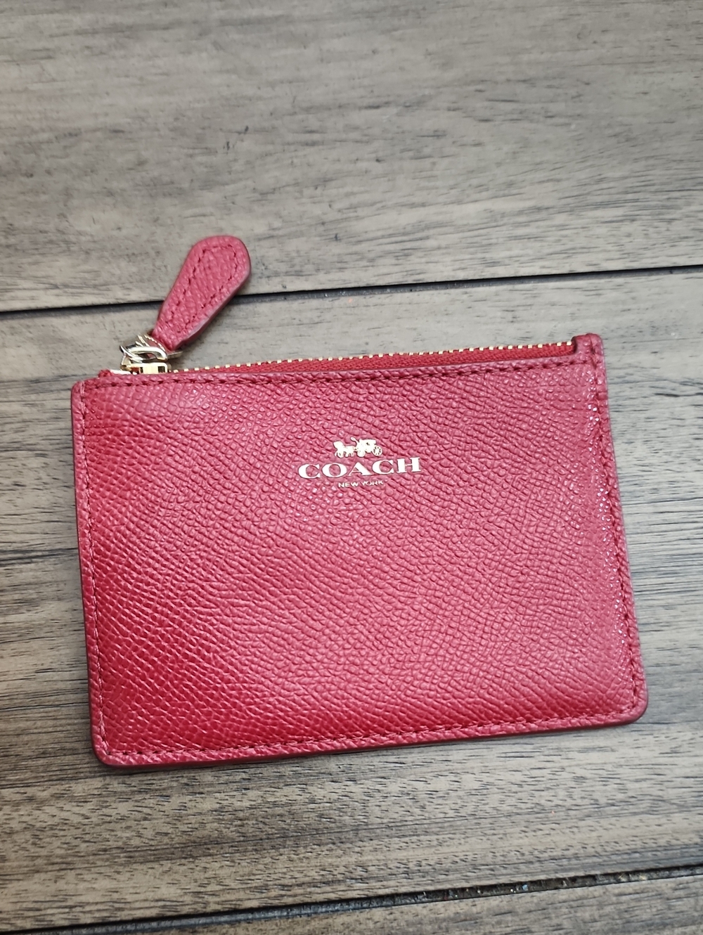 Coach Red Leather Zip Card Case